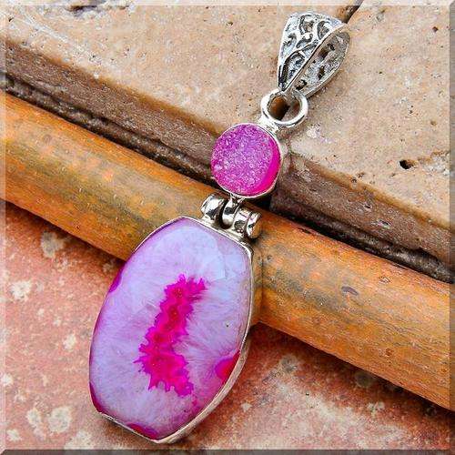 PRETTY PINK DRUZY PENDANT!!! SET IN SOLID STERLING SILVER!!!