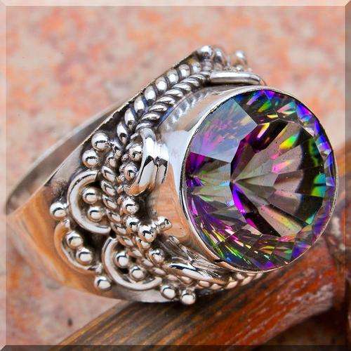BRILLIANT MYSTIC TOPAZ SET IN SOLID STERLING SILVER RING size 9