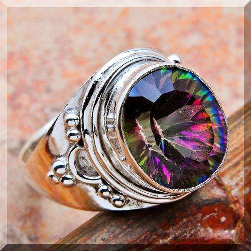 **NEW YEAR REDUCED SHIPPING**BRILLIANT FACET MYSTIC TOPAZ SET IN SOLID STERLING SILVER RING size 9