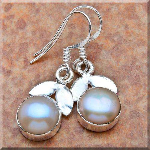 **NEW REDUCED SHIPPING!**BEAUTIFUL PEARL TWIN LEAVED EARRINGS!!! SET IN SOLID STERLING SILVER