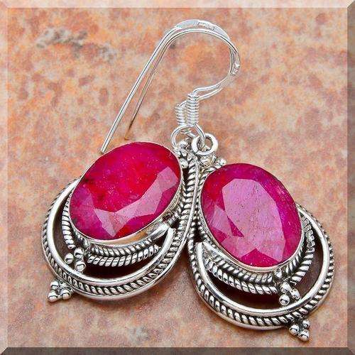 **50% REDUCED SHIPPING!**LOVELY RUBY EARRINGS!!! SET IN SOLID STERLING SILVER
