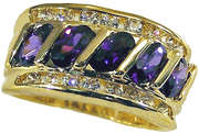 **50% REDUCED SHIPPING!**STUNNING AMETHYST RING!!BRILLIANT CUT CZ DIAMOND CLAD IN 18K GOLD size 6