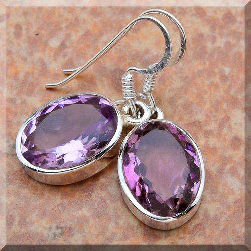 **50% REDUCED SHIPPING!**LOVELY FACETED OVAL AMETHYST EARRINGS!!! SET IN SOLID STERLING SILVER