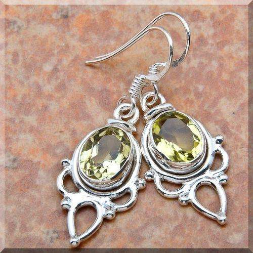 **SUPERB HUGE CITRINE EARRINGS!!! SET IN SOLID STERLING SILVER