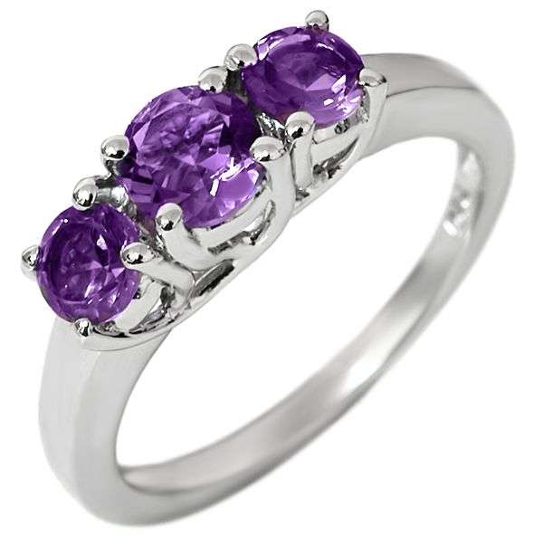 **INTERNATIONAL SHIPPING!** NATURAL AMETHYSTS IN ELEGANTLY STYLED .925 STERLING SILVER SIZE 6
