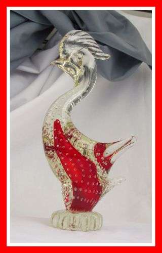 Beautiful Murano Glass Bird with Red Interior. Have a Look!