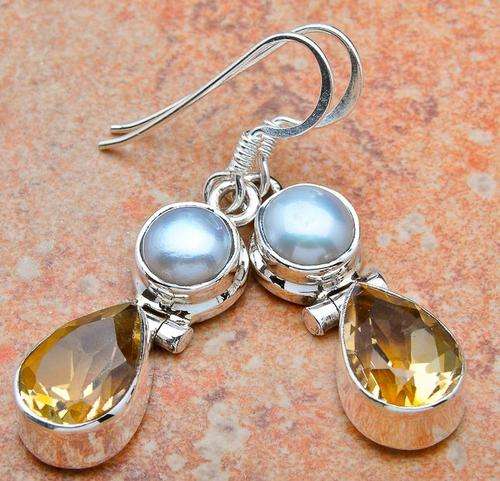 FREE SHIPPING! LOW START! SUPERB CITRINE EARRINGS!!! SET IN SOLID STERLING SILVER