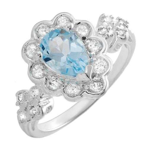 **Superb Natural 100% GENUINE 2.30ct Huge Blue&White Topaz set in .925 Solid Sterling Silver
