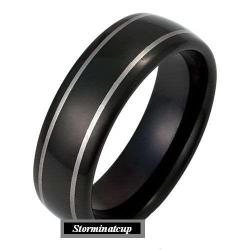 **82% REDUCED SHIPPING!**STUNNING TUNGSTEN CARBIDE SATIN BLACK 2 BRUSHED SILVER STRIPE RING size 11