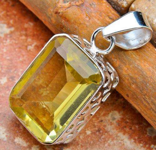 **INTERNATIONAL SHIPPING!**SIZZLING CITRINE FACETED PENDANT! SOLID STERLING SILVER !!!