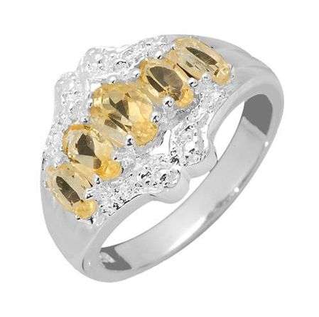 **CRAZY FREE SHIPPING!!**STUNNING SIZZLING CITRINES 6.00 CTW IN .925 STERLING SILVER size 7
