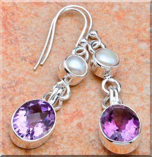 **AMETHYST PEARL EARRINGS!!! SET IN SOLID STERLING SILVER