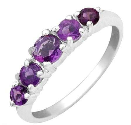 **INTERNATIONAL SHIPPING!!! 0.75CTW NATURAL AMETHYSTS IN ELEGANTLY STYLED STERLING SILVER SIZE 7