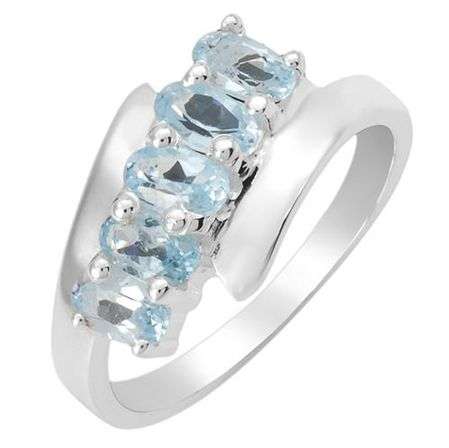 **INTERNATIONAL SHIPPING!!!** 5 NATURAL BLUE TOPAZ IN ELEGANTLY STYLED .925 STERLING SILVER SIZE 7