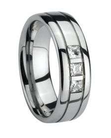 **SAVE R1200!**Impressive 0.60 Princess Cut Cubic Zirconia Tungsten Carbide Ring