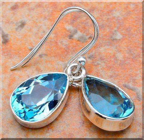 **INTERNATIONAL SHIPPING!**BLUE TOPAZ EARRINGS!!! SET IN SOLID STERLING SILVER