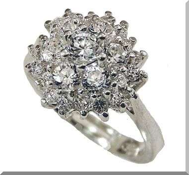 STUNNING SIMULATED DIAMONDS SET IN SOLID.925 STERLING SILVER size 9