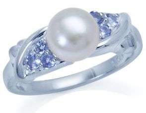**INTERNATIONAL SHIPPING** ELOQUENT PEARL & TANZANITE IN .925 STERLING SILVER RING
