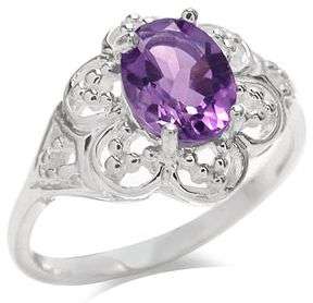1.00CTW FABULOUS AMETHYST IN FILIGREE ELEGANTLY STYLED .925 STERLING SILVER SIZE 6
