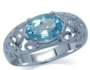 **GENUINE HUGE 2.44ct BLUE TOPAZ IN SOLID STERLING SILVER SIZE 8