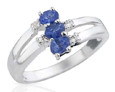 "FREE SHIPPING!"RICH BLUE! 0.59CTW STUNNING TANZANITE & TOPAZ SOLID STERLING SILVER RING SZ 7