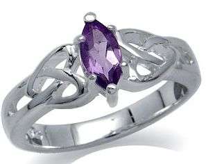 **INTERNATIONAL SHIPPING!** 0.5 CT AMETHYST IN CELTIC ELEGANTLY STYLED .925 STERLING SILVER SIZE 8