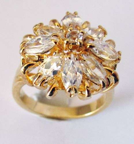 **STUNNING 5.10 CTW CZ DIAMONDS SET IN 18K GP GOLD SZ4