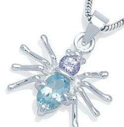 **R290 Fully insured intl shipping**Genuine Tanzanite&Topaz Pendant 925 Sterling Silver Spider&Chain