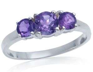 **INTERNATIONAL SHIPPING!** 1.00ct. Trilogy Amethyst 925 Sterling Silver Ring Sz 7