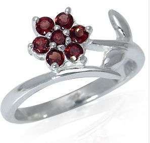 **INTERNATIONAL SHIPPING** REAL Garnet 925 Sterling Silver Flower Leaf Ring 4