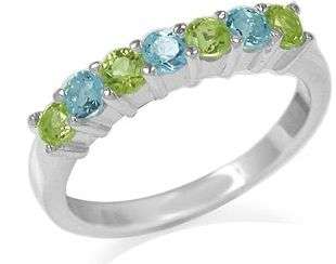 **FREE SHIPPING** Absolutely Stunning Classic Peridot & Blue Topaz set in Sterling Silver Ring 7