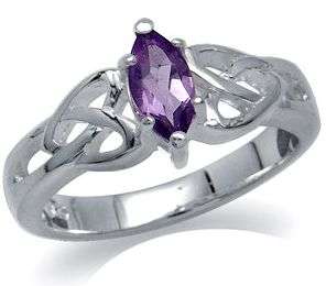 **INTERNATIONAL SHIPPING!!**Amethyst 925 Sterling Silver Celtic Heart Ring 6.75