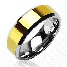 **INTERNATIONAL SHIPPING!!**SUPERB TUNGSTEN 2TONE THICK GOLD SATIN CENTRE RING size 11