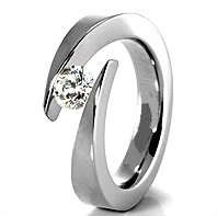 **CRAZY FREE SHIPPING!!** TITANIUM BRILLIANT CUT CZ ACCENTED BYPASS WEDDING RING size 9