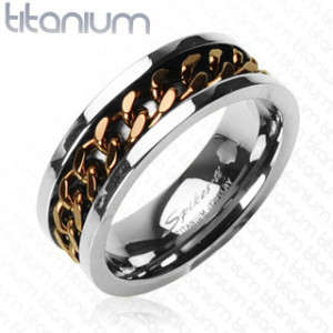 INTERNATIONAL SHIPPING!!Solid Titanium Ring w/Coffee Chain Inlay Size 10