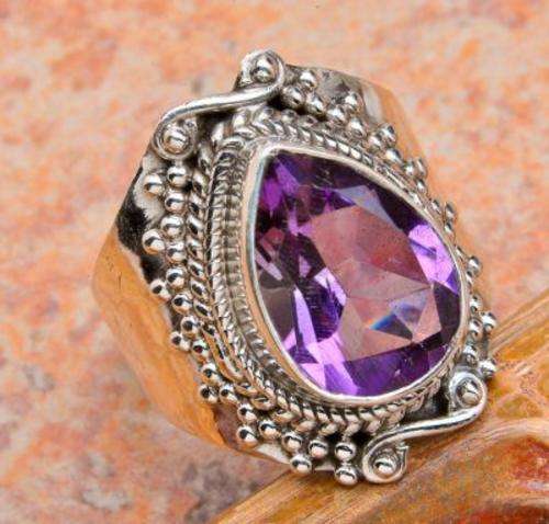 **INTERNATIONAL SHIPPING**FACETED AMETHYST .925 SILVER RING SIZE 8