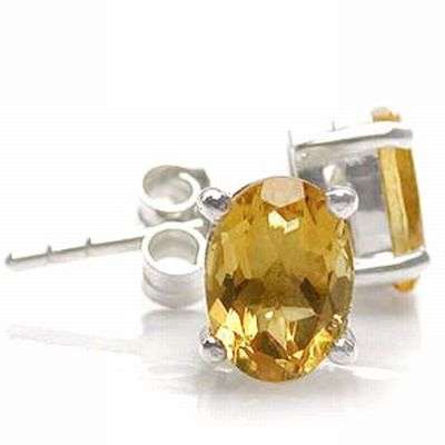 **FREE SHIPPING**1ct. REAL Citrine 925 Sterling Silver Stud Earrings