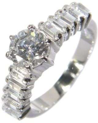 **2.25CTW BRILLIANT BAGUETTE STONE ENGAGEMENT RING size 8 (P1/2)