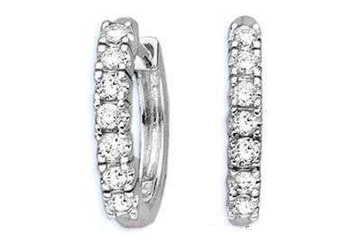 **FREE SHIPPING**1/4 CT WHITE GOLD DIAMOND HOOP HUGGIES EARRINGS NEW