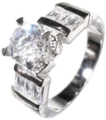 **FREE SHIPPING**2.45CTW BRILLIANT CUT BAGUETTES- ENGAGEMENT RING size 5