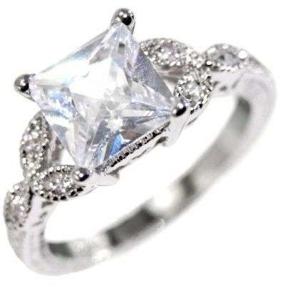 **FREE SHIPPING**2.42CTW ROYAL PRINCESS ACCENTS ENGAGEMENT RING size 8