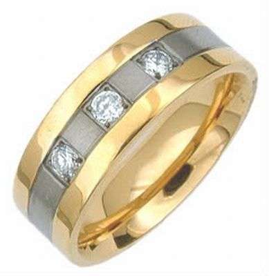 **FREE SHIPPING**MEN'S TITANIUM RING WITH GOLD ACCENTS & CZs, SIZE 13!