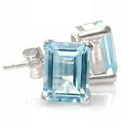 **INTERNATIONAL SHIPPING!**STUNNING HUGE 3.4ct. Blue Topaz 925 Sterling Silver Stud Earrings