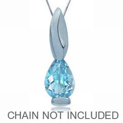 **Superb Beautiful 7x5MM Blue Topaz 925 Sterling Silver Pendant