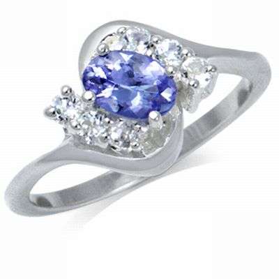 **INTERNATIONAL SHIPPING**Fabulous! Incredible! Tanzanite & White Topaz Sterling Silver Ring Size6