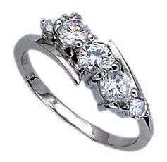 **LASTS LIFETIMES!**SUPERB STERLING RING WITH FIVE STONE CUBIC ZIRCONIA IN A SIZE 8