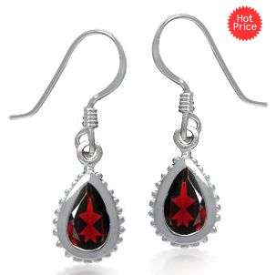 2ct. Natural Garnet 925 Sterling Silver Teardrop Earrings
