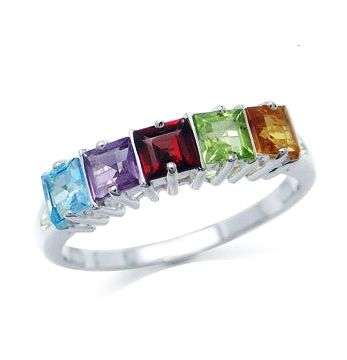 R290 FULLY INS INTL SHIPP* NATURAL BLUE TOPAZ, AMETHYST, GARNET, PERIDOT & CITRINE 925 STERL SILVER