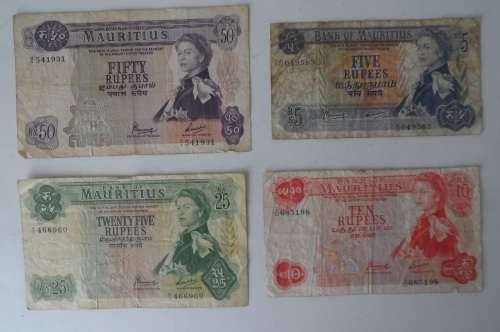Mauritius Bank Notes x4