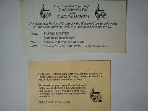 2x Invitations Pre-Elections 1994